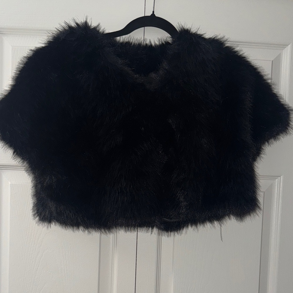 Tahari Black Faux Fur Jacket